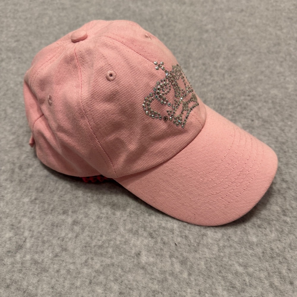 Christine Alexander Pink Rhinestone Crown Cotton Baseball Cap Hat Y2K Glam